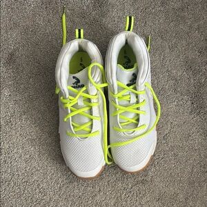 Kids White and Neon Green Shoes